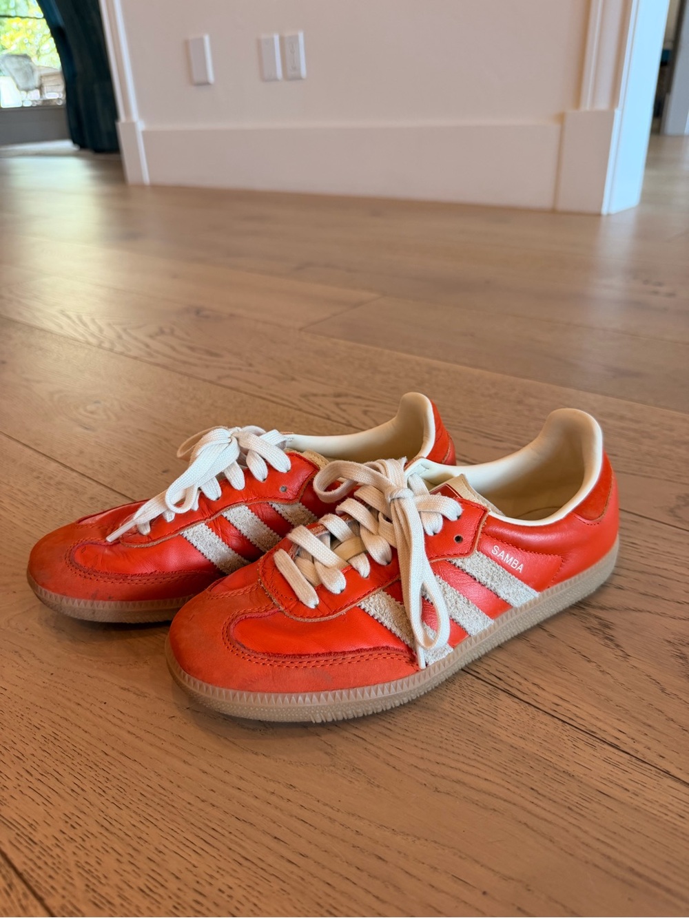 Adidas Samba OG Classic Leather Sneakers - Orange / White